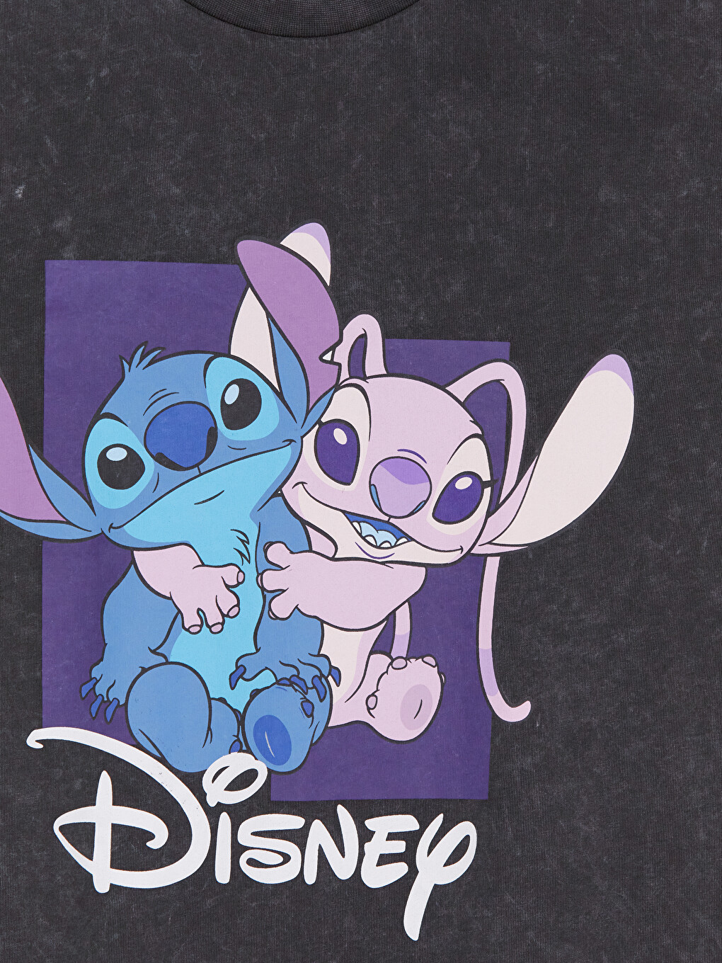 Antrasit Stitch Baskılı %100 Pamuklu Kadın Tişört-5