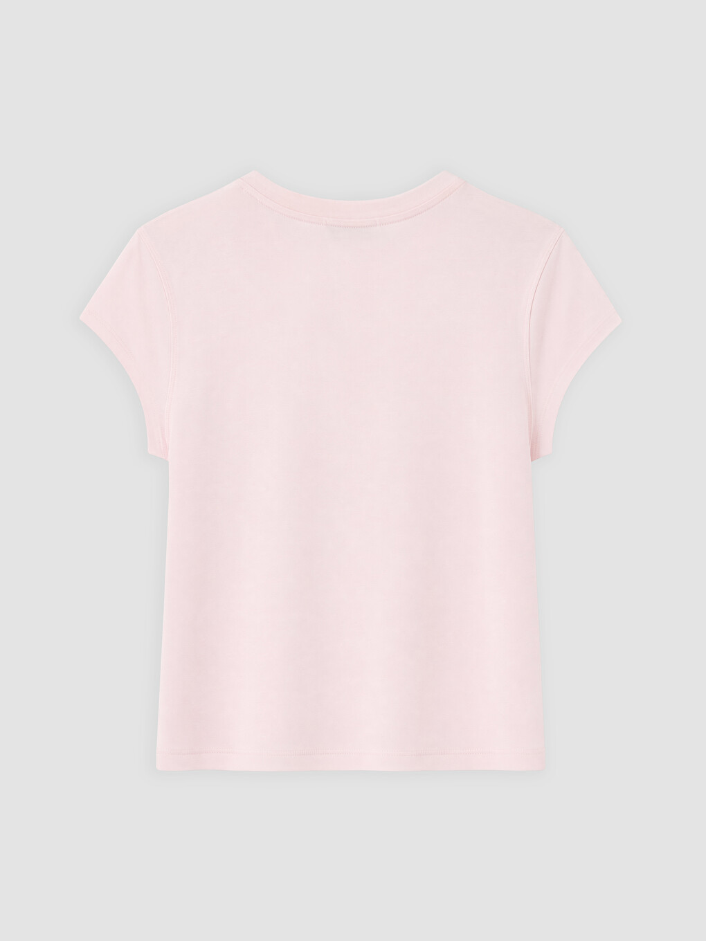 Pembe Bisiklet Yaka %100 Pamuklu Kadın Tişört-1