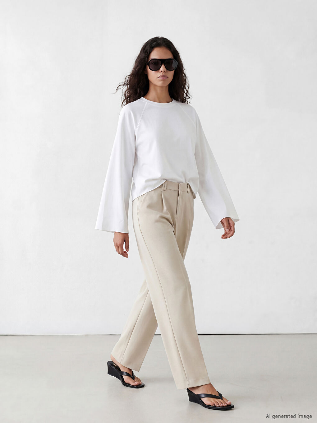 Pleated Women's Fabric Trousers
