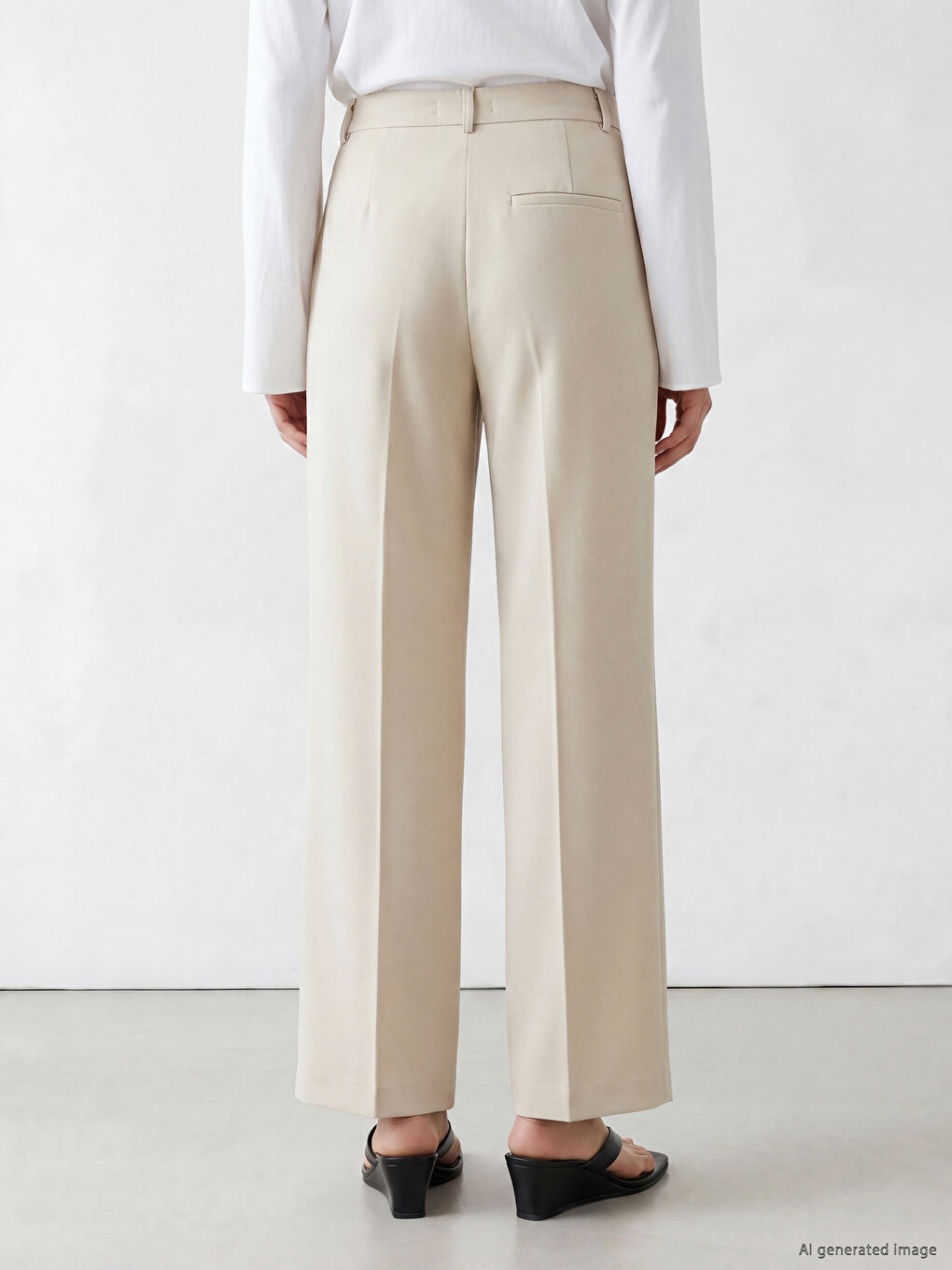 Pleated Women's Fabric Trousers-2