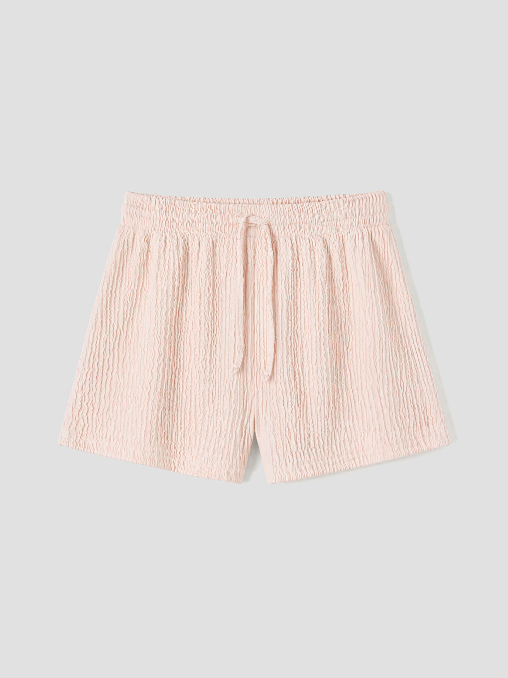 Pembe Beli Lastikli Dokulu Kadın Şort