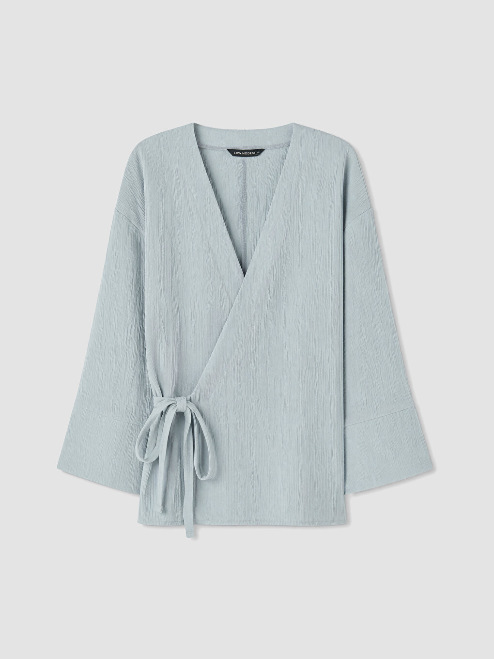 Mavi Kruvaze Yaka Oversize Kadın Kimono-4