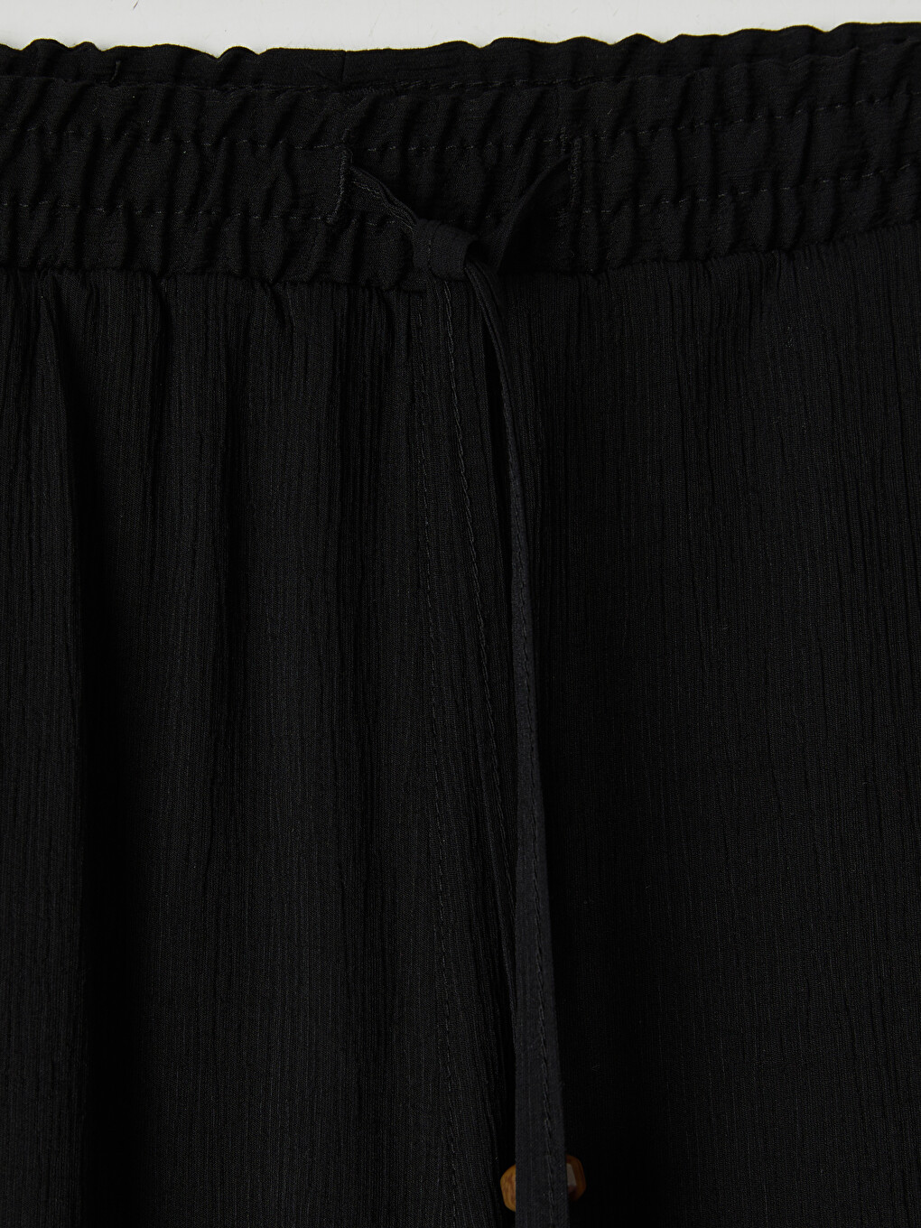 Siyah Beli Lastikli Geniş Paça Kadın Pantolon-1