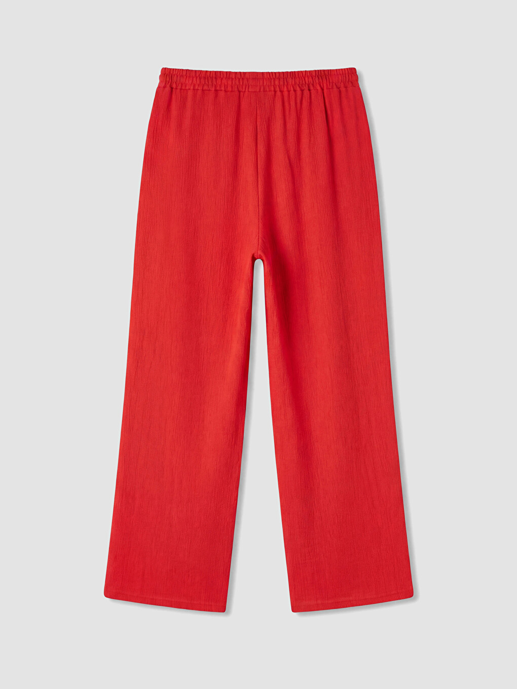 Kırmızı Beli Lastikli Geniş Paça Kadın Pantolon-2