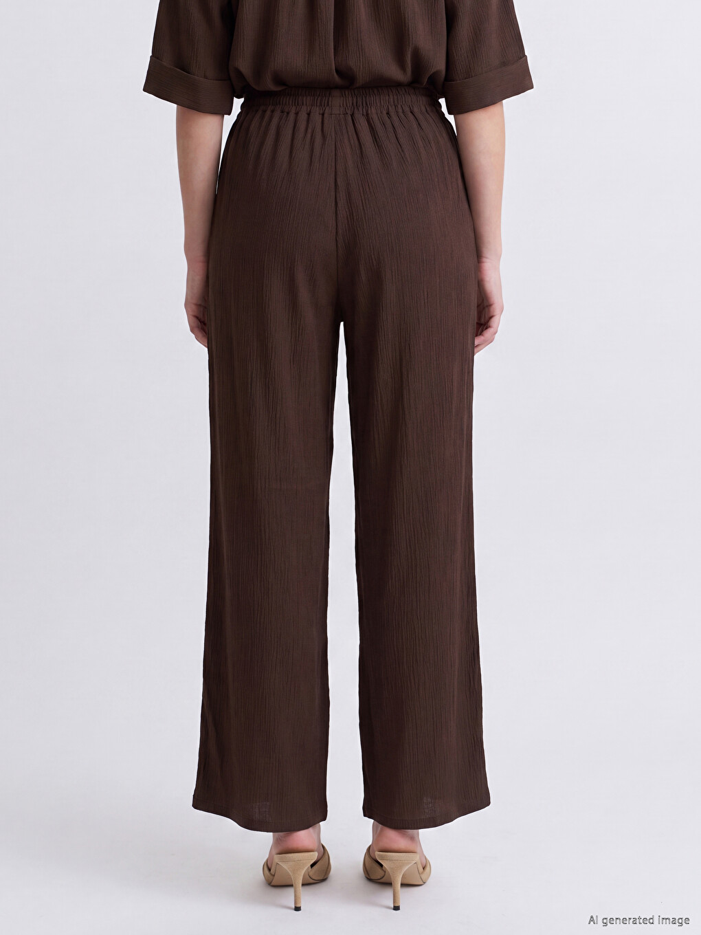 بنطلون واسع الأرجل بخصر مطاطي للسيدات-3