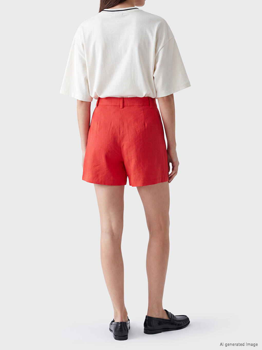 Pantaloni Scurți Plisati Din Amestec De Modal Pentru Femei-3