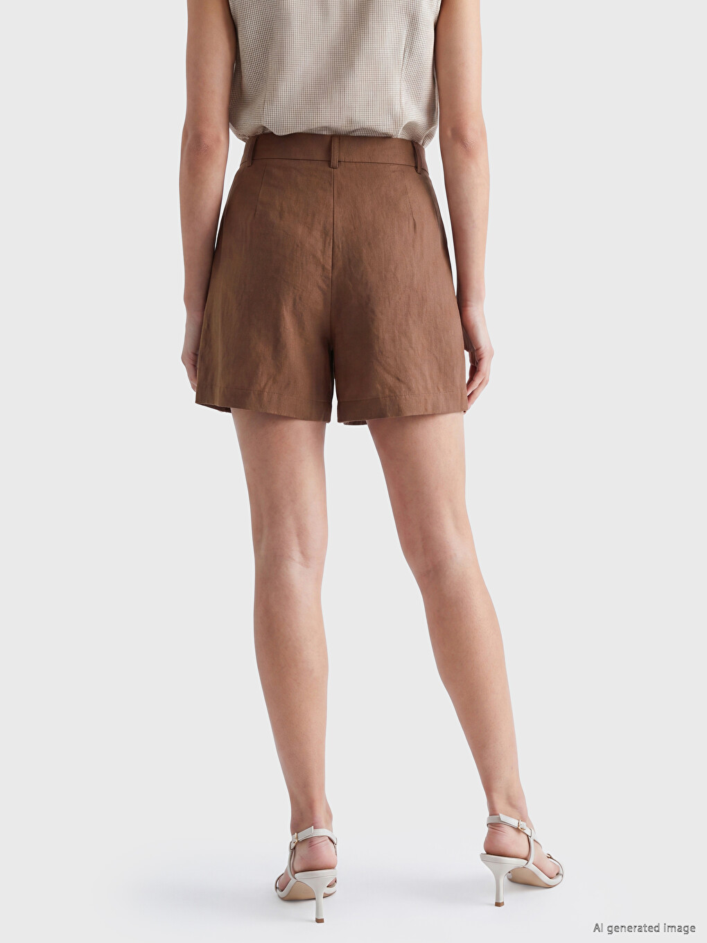 Pantaloni Scurți Plisati Din Amestec De Modal Pentru Femei-3