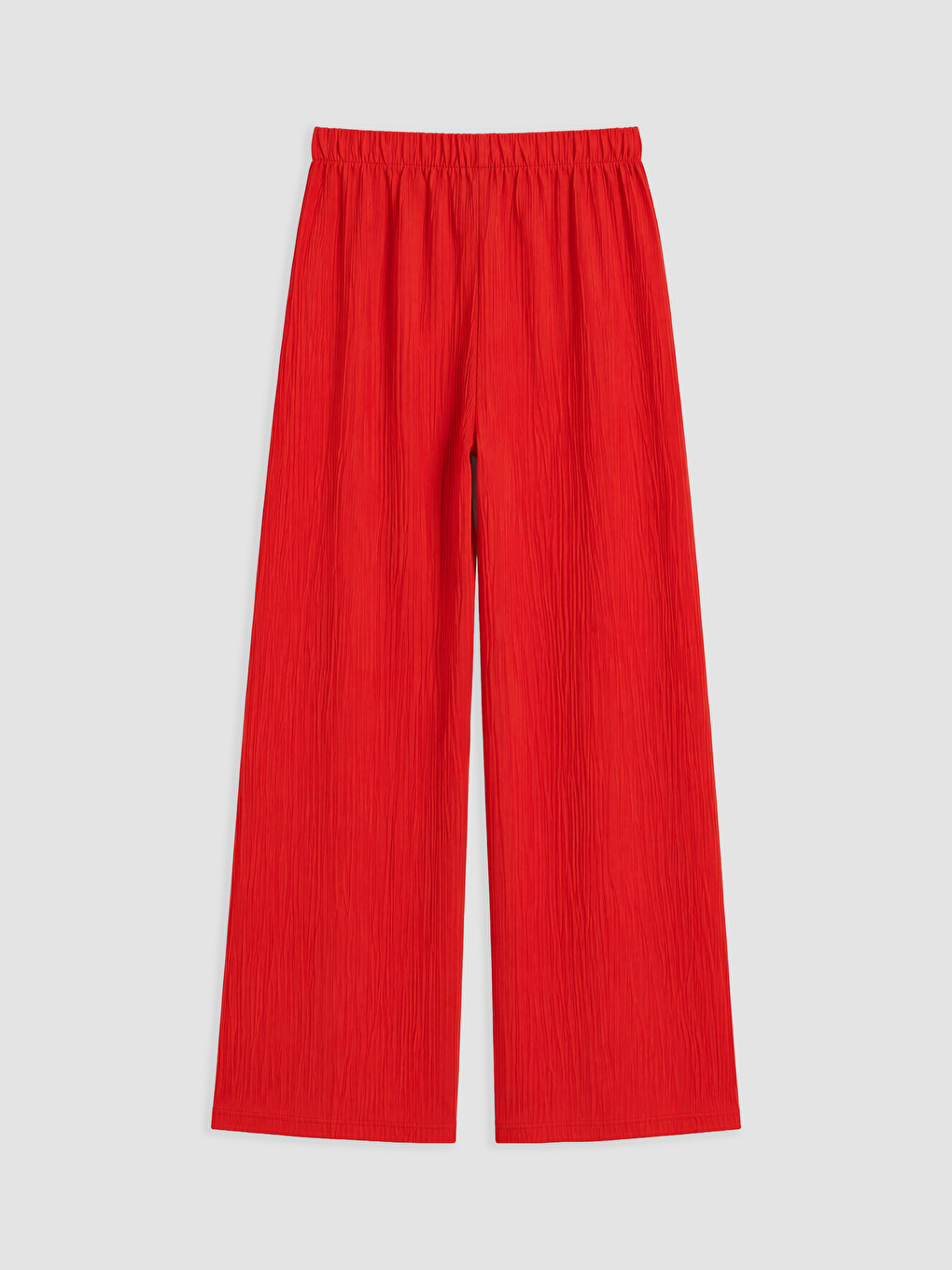 Kırmızı Beli Lastikli Dokulu Kadın Pantolon-1