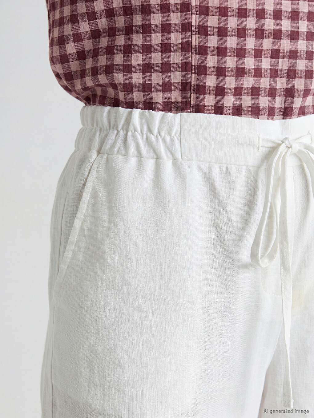 Elastični Struk Ženske 100% Lanene Pantalone-2