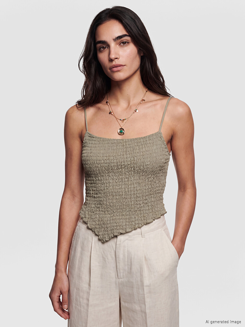 Strappy Asymmetric Cut Women's Tank Top