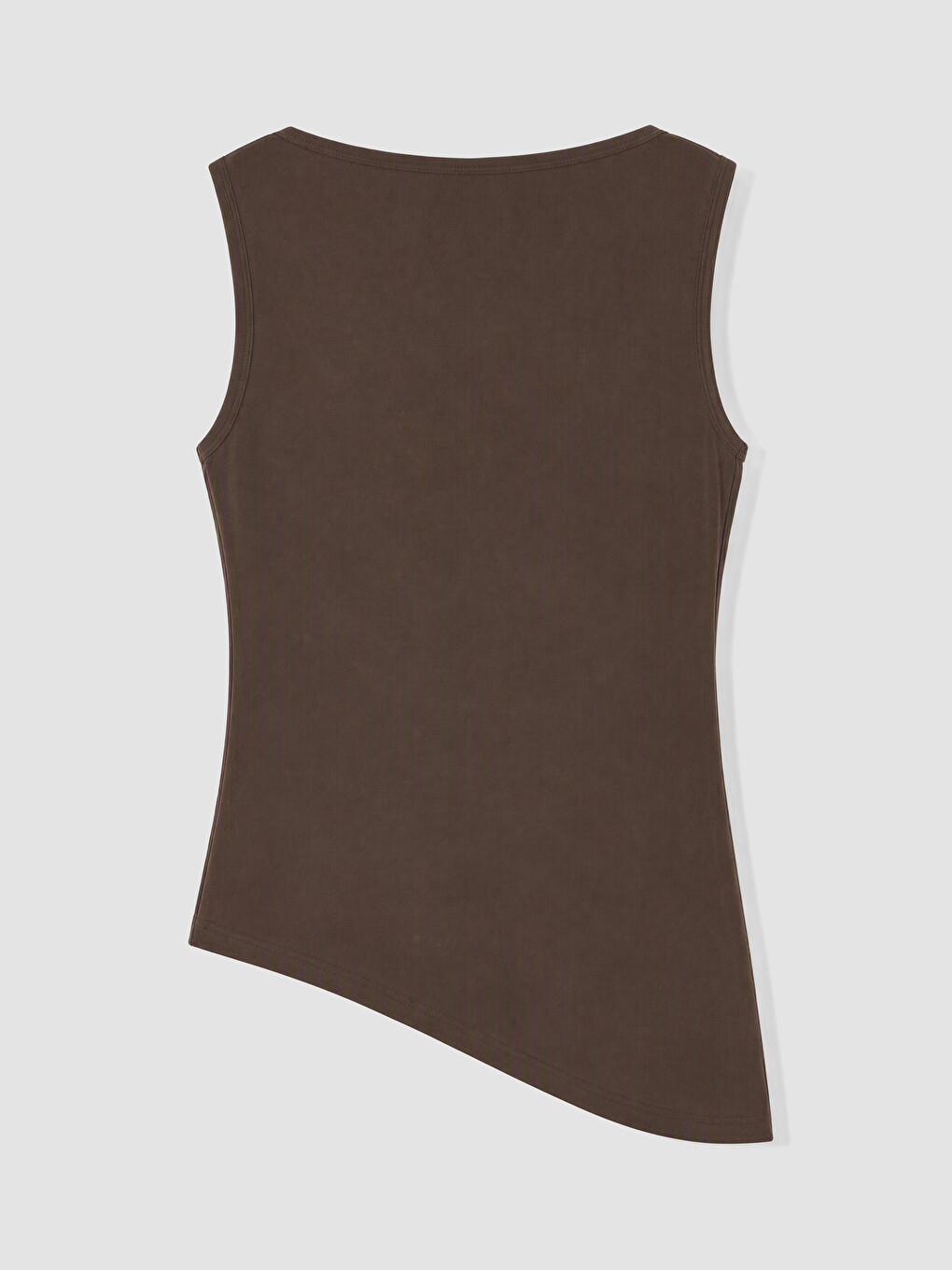 Kahverengi Dökümlü Yaka Asimetrik Kesim Büzgülü Bluz-6
