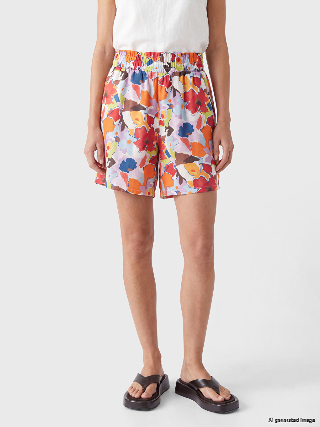 Shorts Femme À Taille Élastiquée À Motif Floral-1