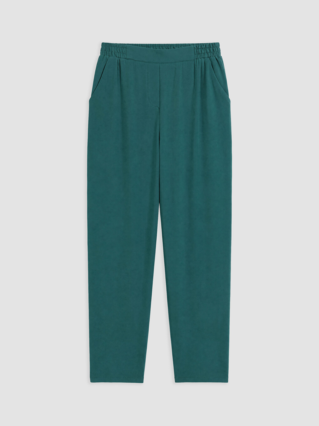 Yeşil Beli Lastikli Havuç Kesim Kadın Pantolon