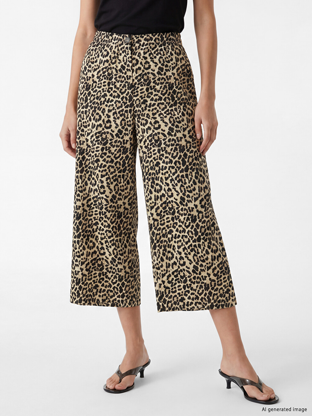 Elastic Waist Leopard Print Women's Trousers-1