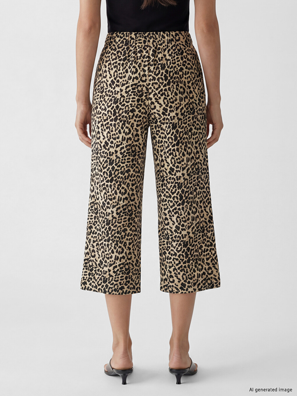 Elastic Waist Leopard Print Women's Trousers-3