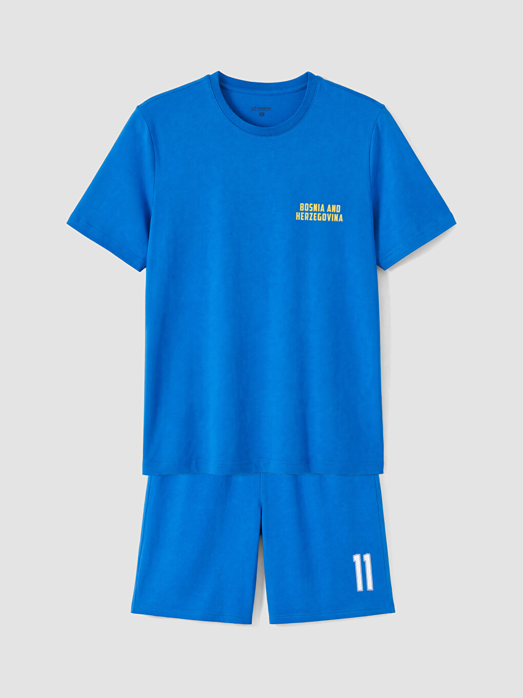 Mavi Bosna Hersek Erkek Şortlu Pijama Takımı
