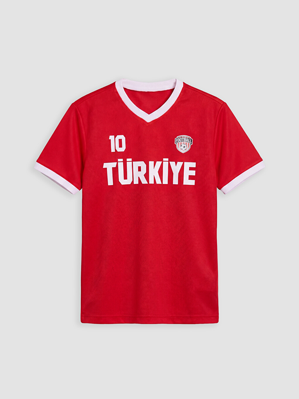 Kırmızı V Yaka Türkiye Baskılı Erkek Çocuk Tişört