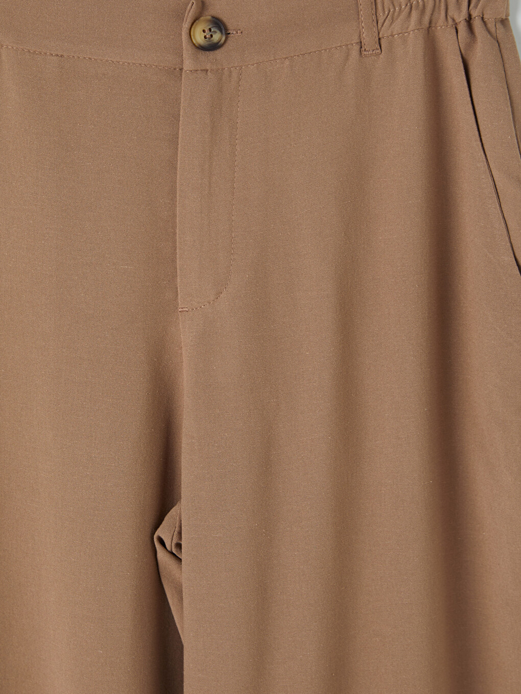 Elastic Waist Linen Blend Women's Trousers-1