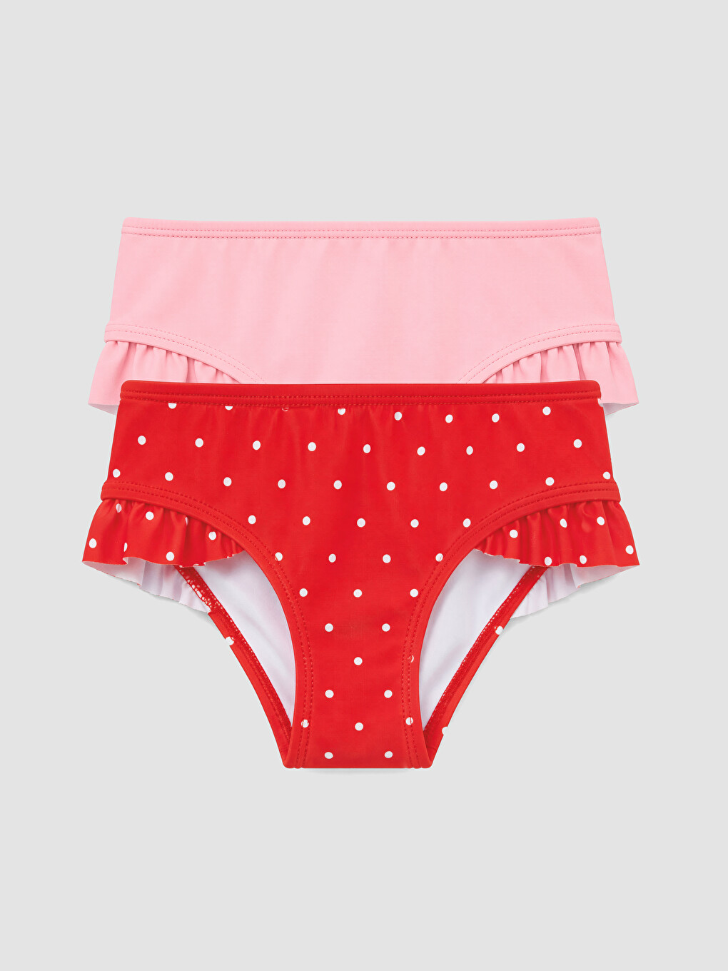 Kırmızı Puantiyeli Kız Çocuk Bikini Altı 2'li