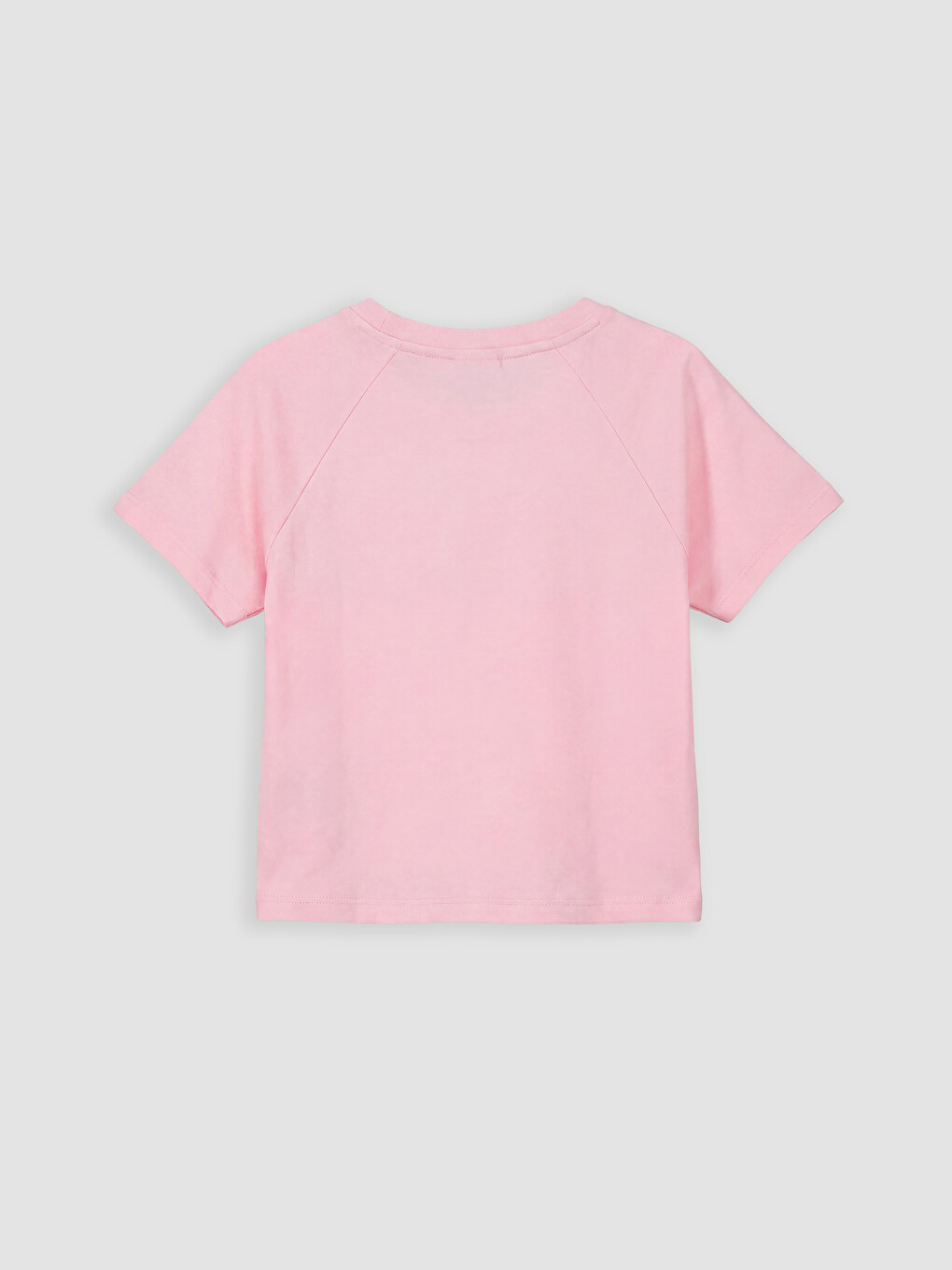 Pembe Bisiklet Yaka Nakışlı Kısa Kollu Kız Çocuk Tişört-1
