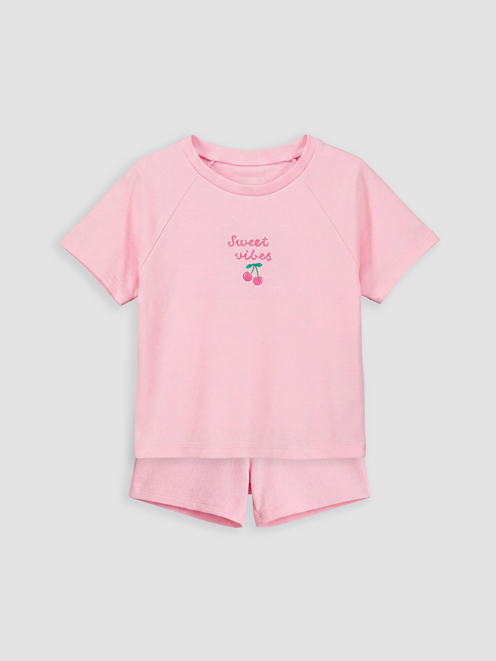 Pembe Kız Çocuk Şortlu Takım