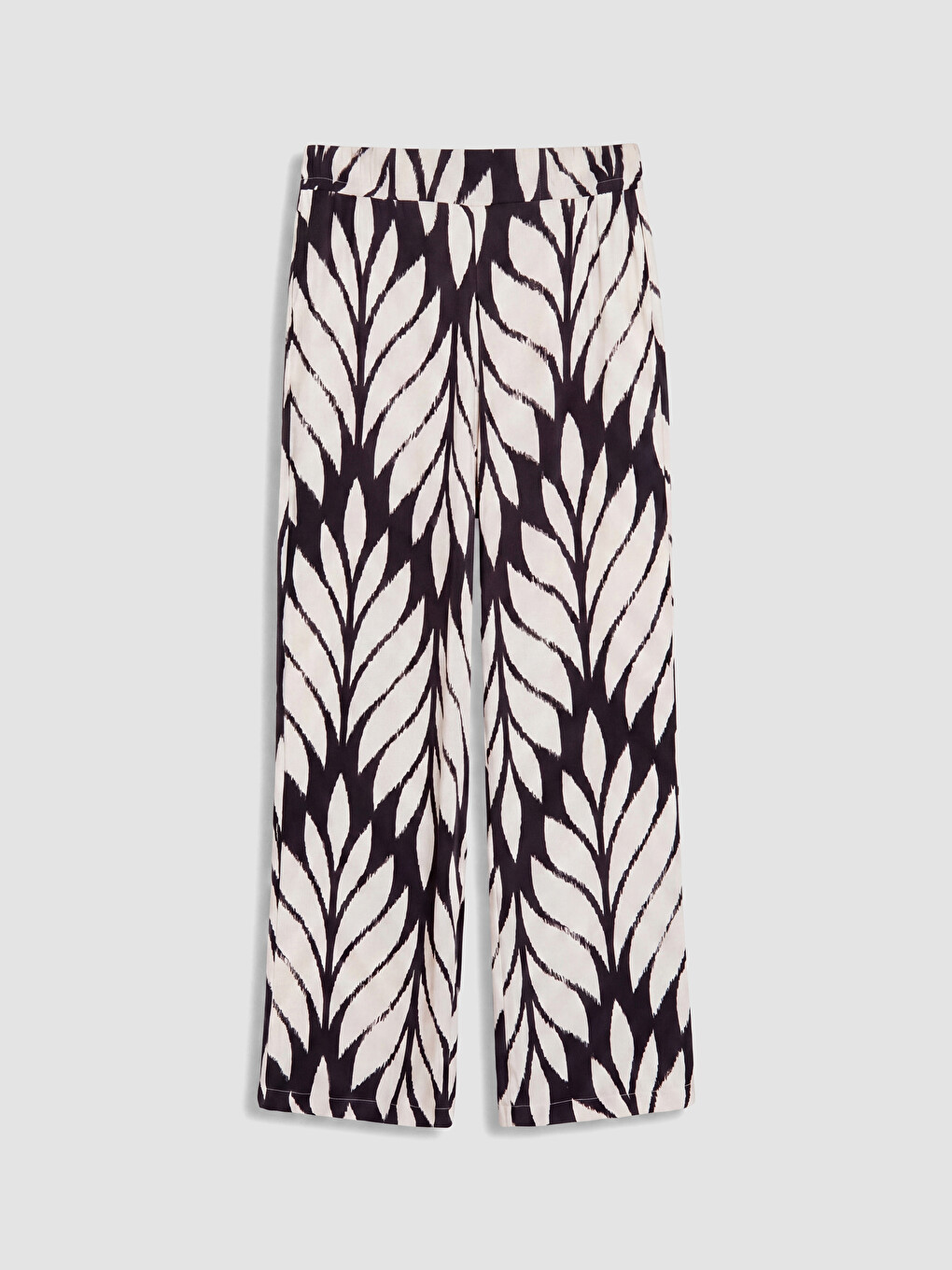 Ekru Beli Lastikli Desenli Kadın Pantolon-2