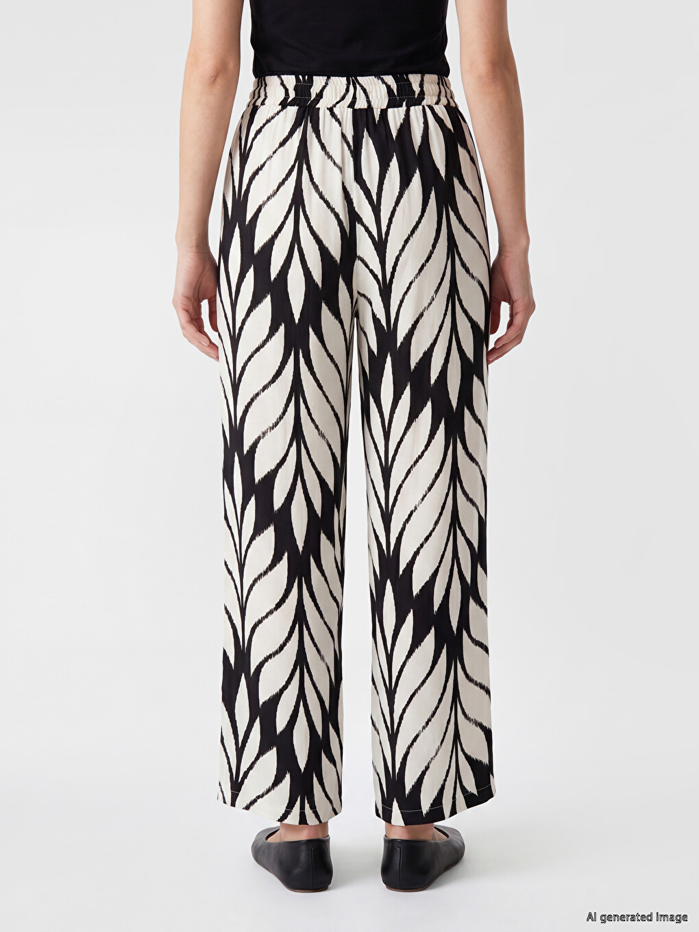 Elastic Waist Patterned Women's Trousers-3