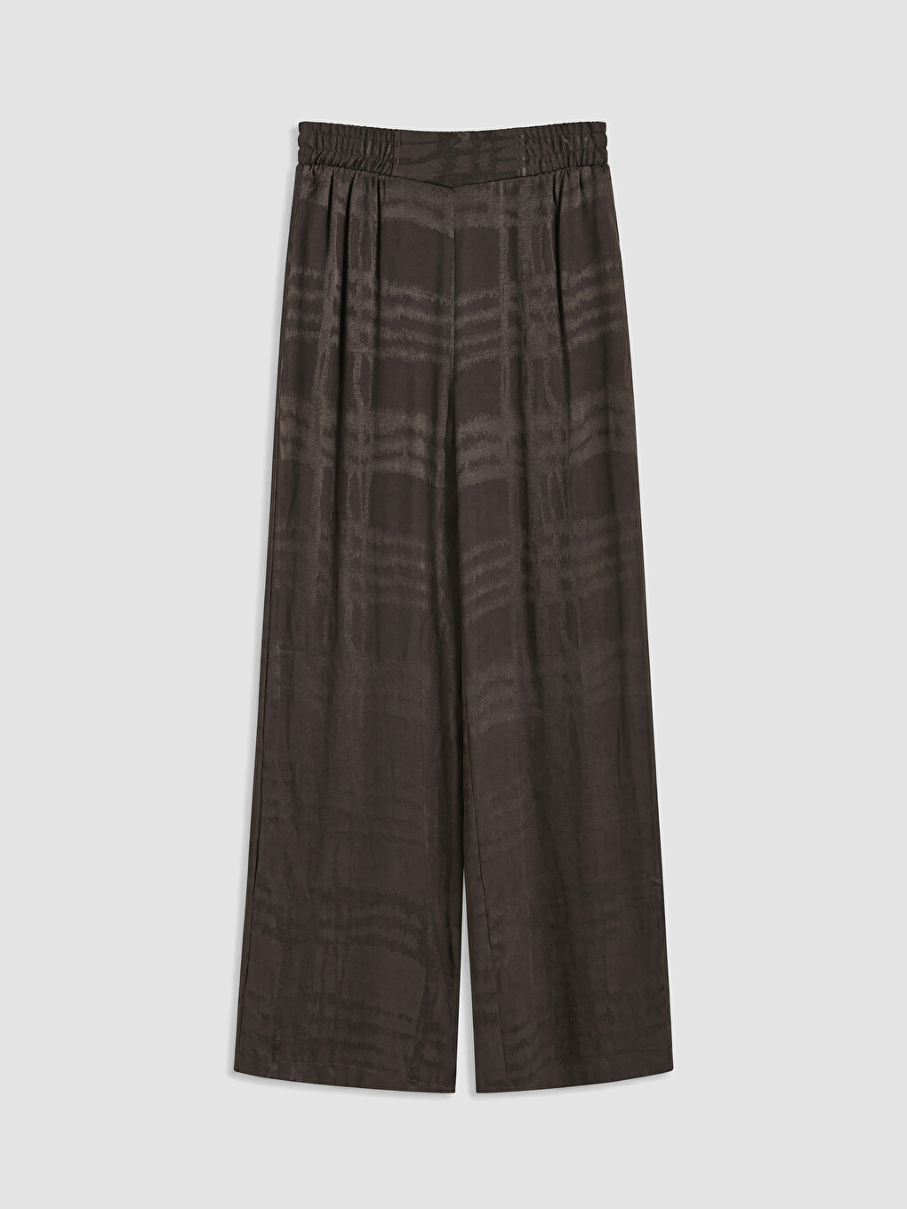 Kahverengi Loose Fit Ekose Kadın Pantolon