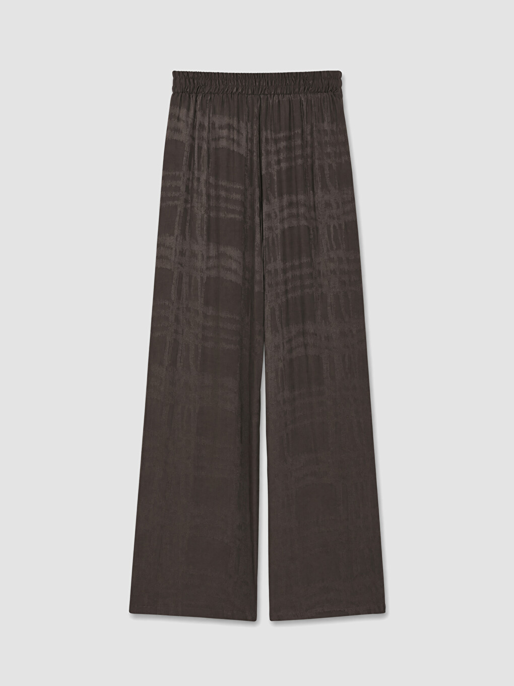 Kahverengi Loose Fit Ekose Kadın Pantolon-2