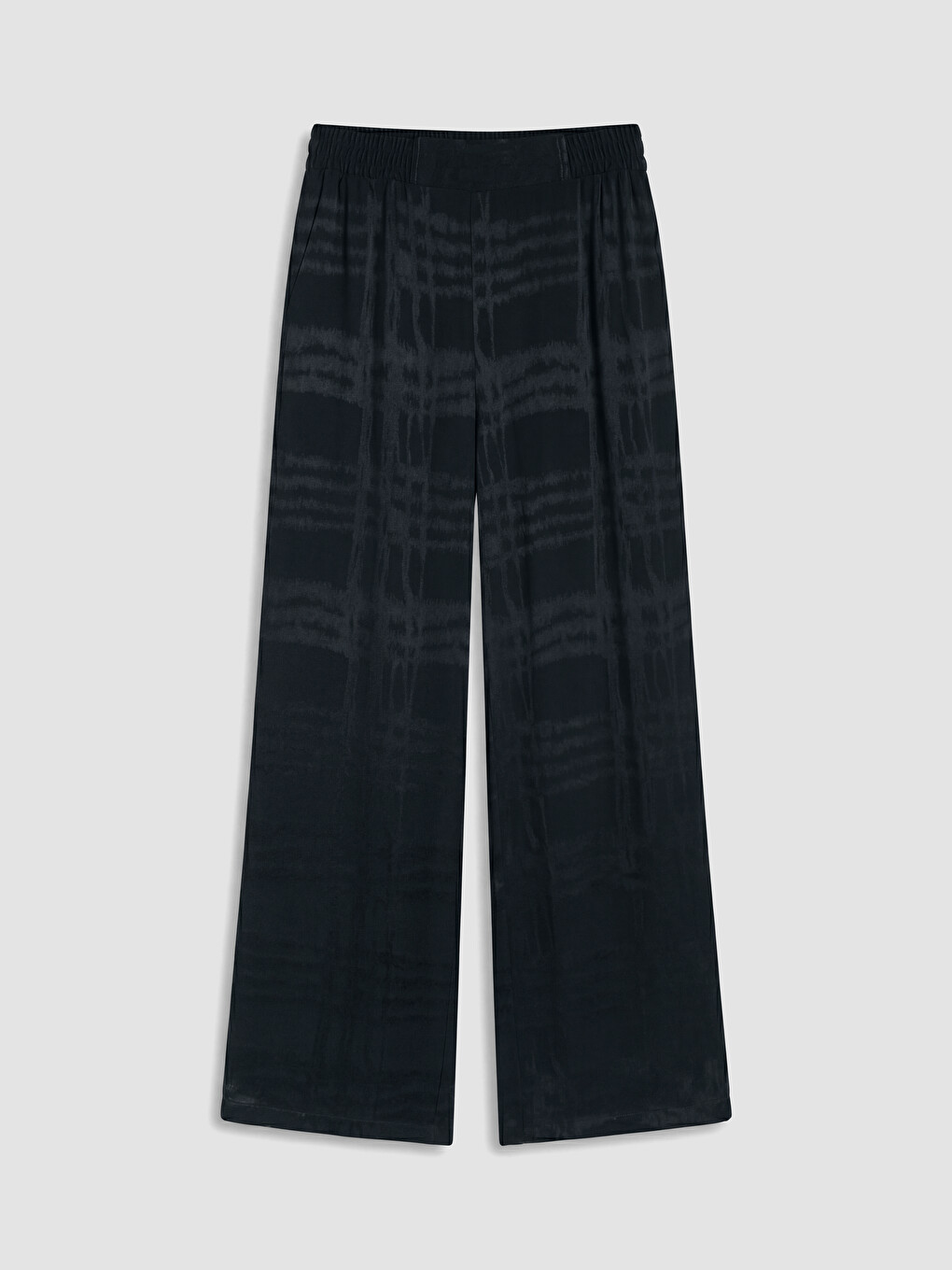 Siyah Loose Fit Ekose Kadın Pantolon
