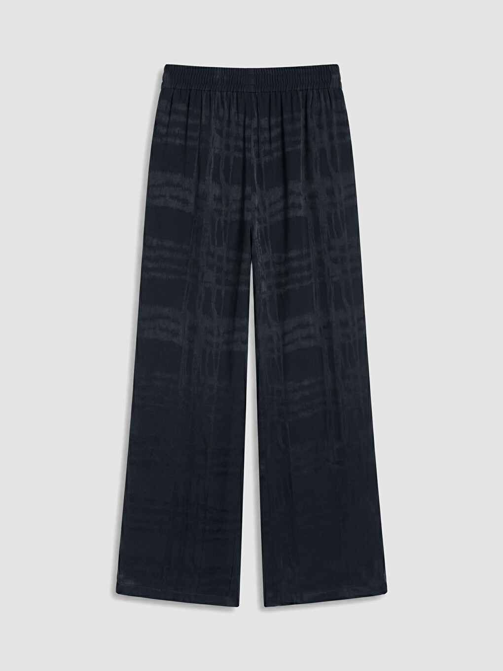 Siyah Loose Fit Ekose Kadın Pantolon-2