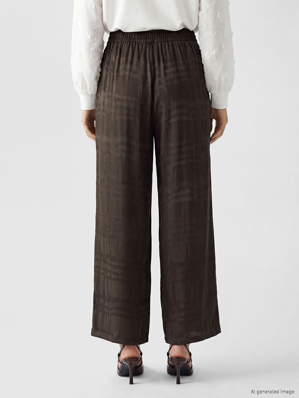 Loose Fit Plaid Women's Trousers-3