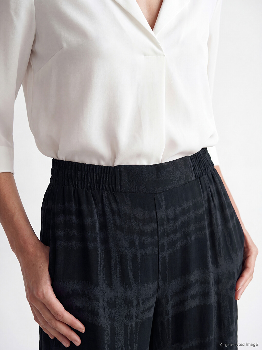 Loose Fit Plaid Women's Trousers-2