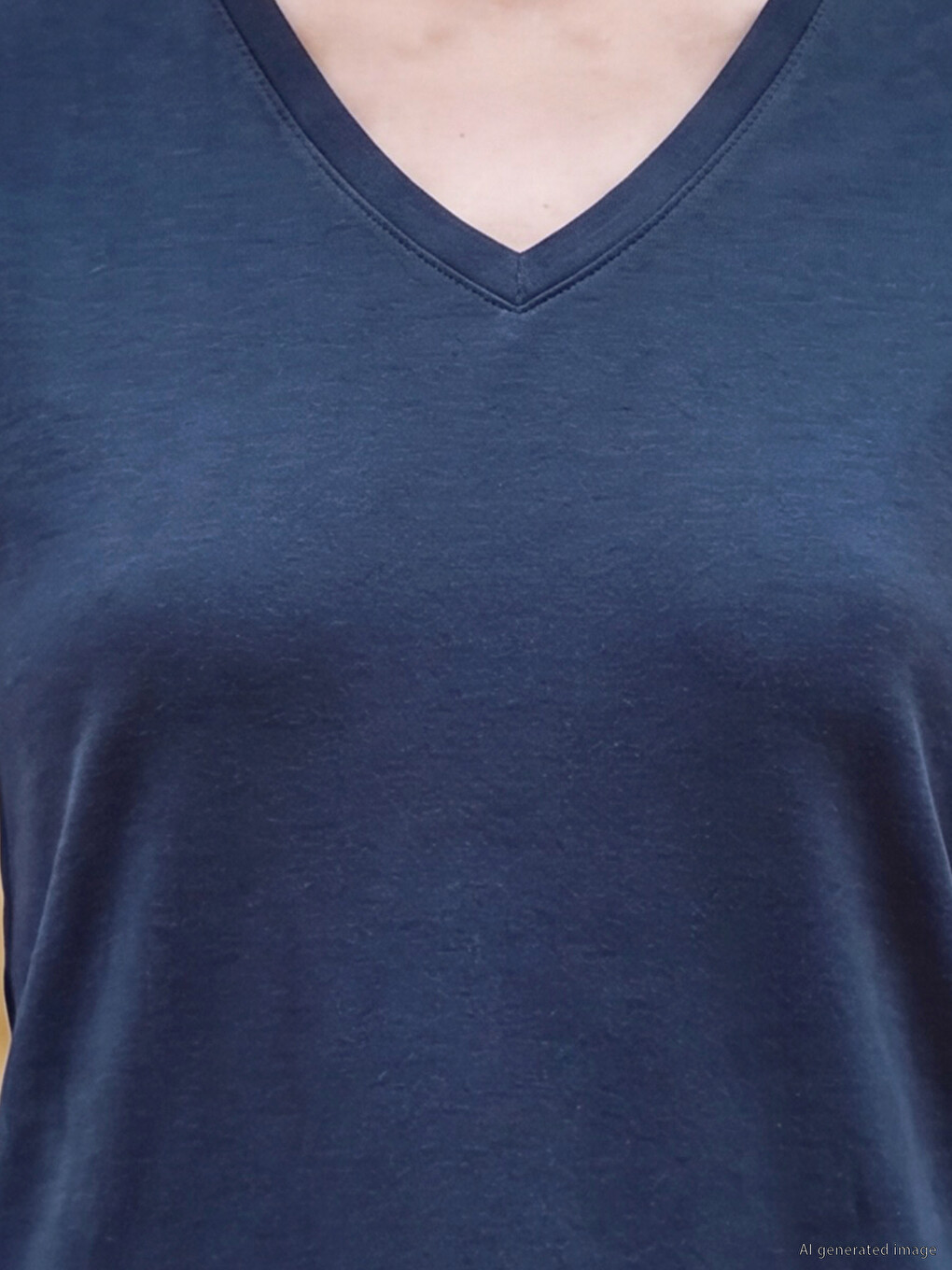 V Neck 100% Cotton Women's T-shirt-1