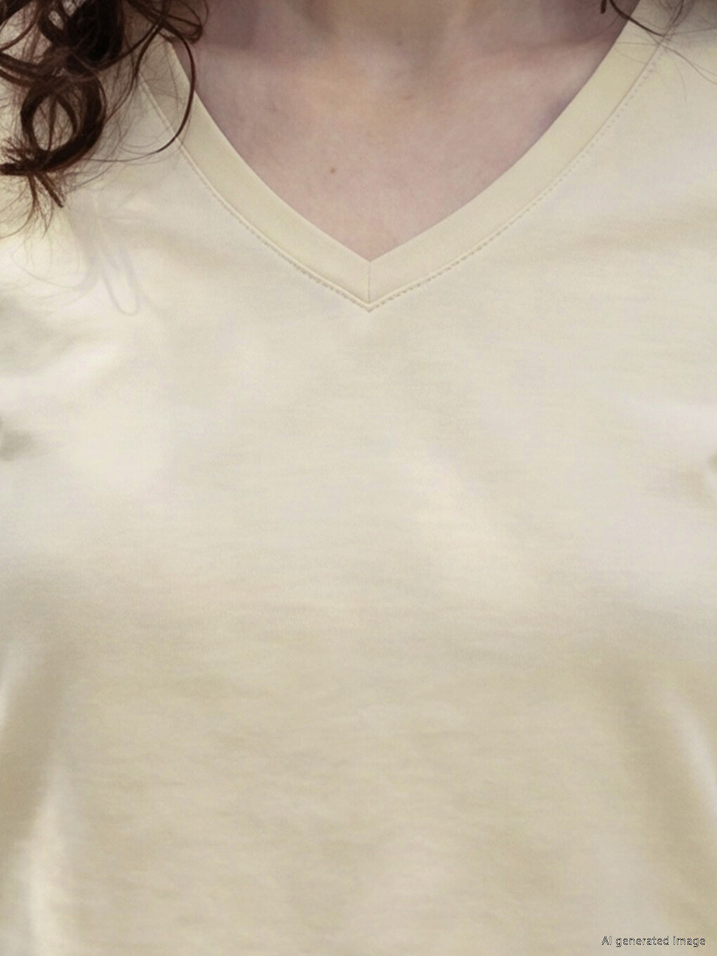 V Neck 100% Cotton Women's T-Shirt-2