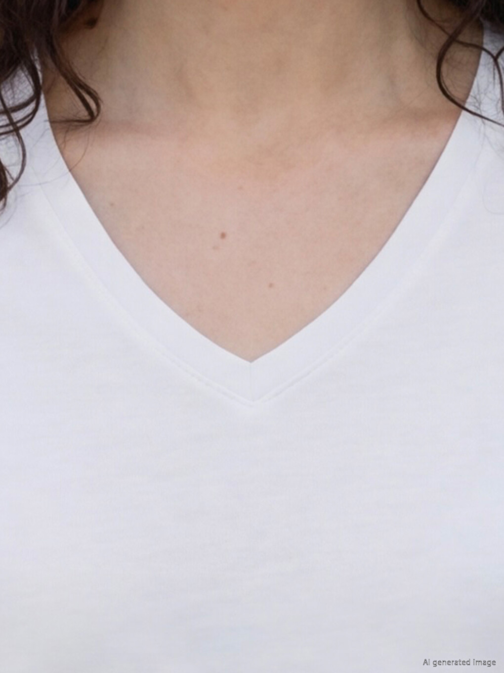V Neck 100% Cotton Women's T-shirt-2