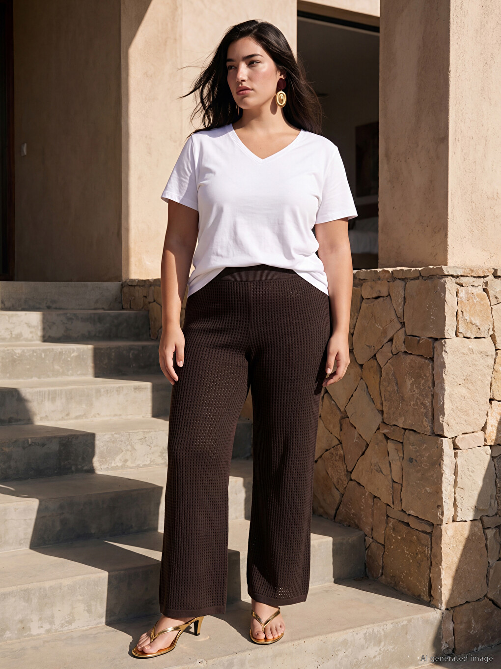 V Neck 100% Cotton Women's T-shirt-5
