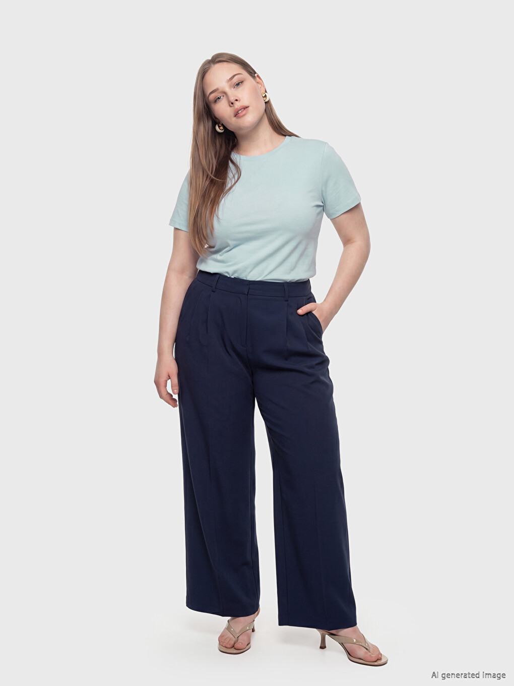 Plus Size Crew Neck Women's T-shirt-1