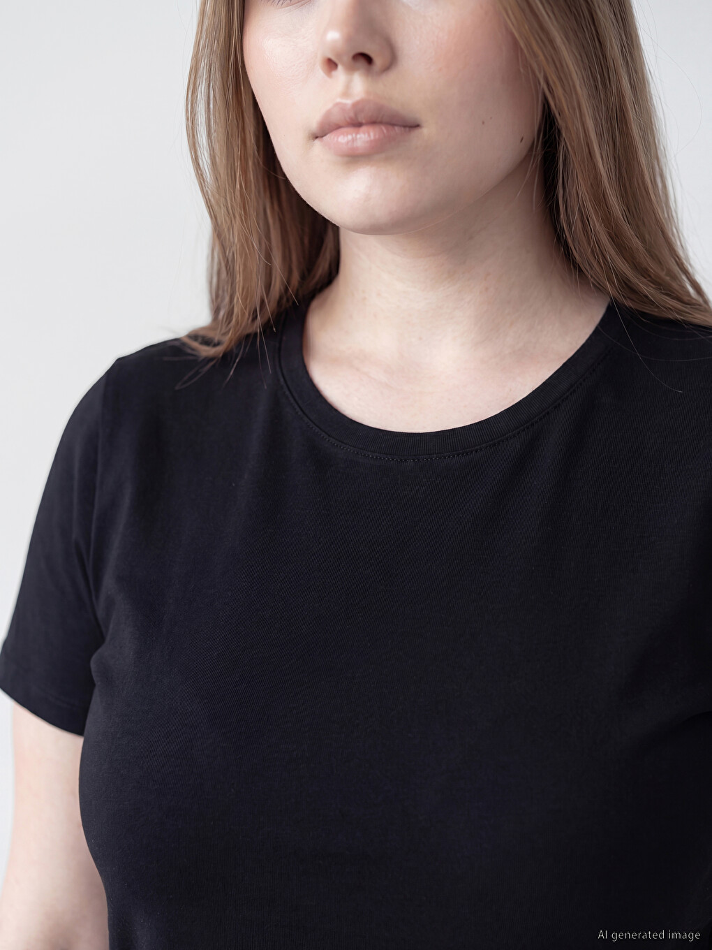 Plus Size Crew Neck Women's T-shirt-2
