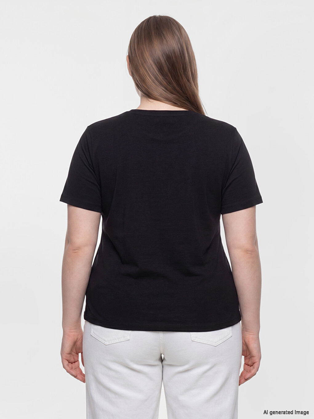 Plus Size Crew Neck Women's T-shirt-3