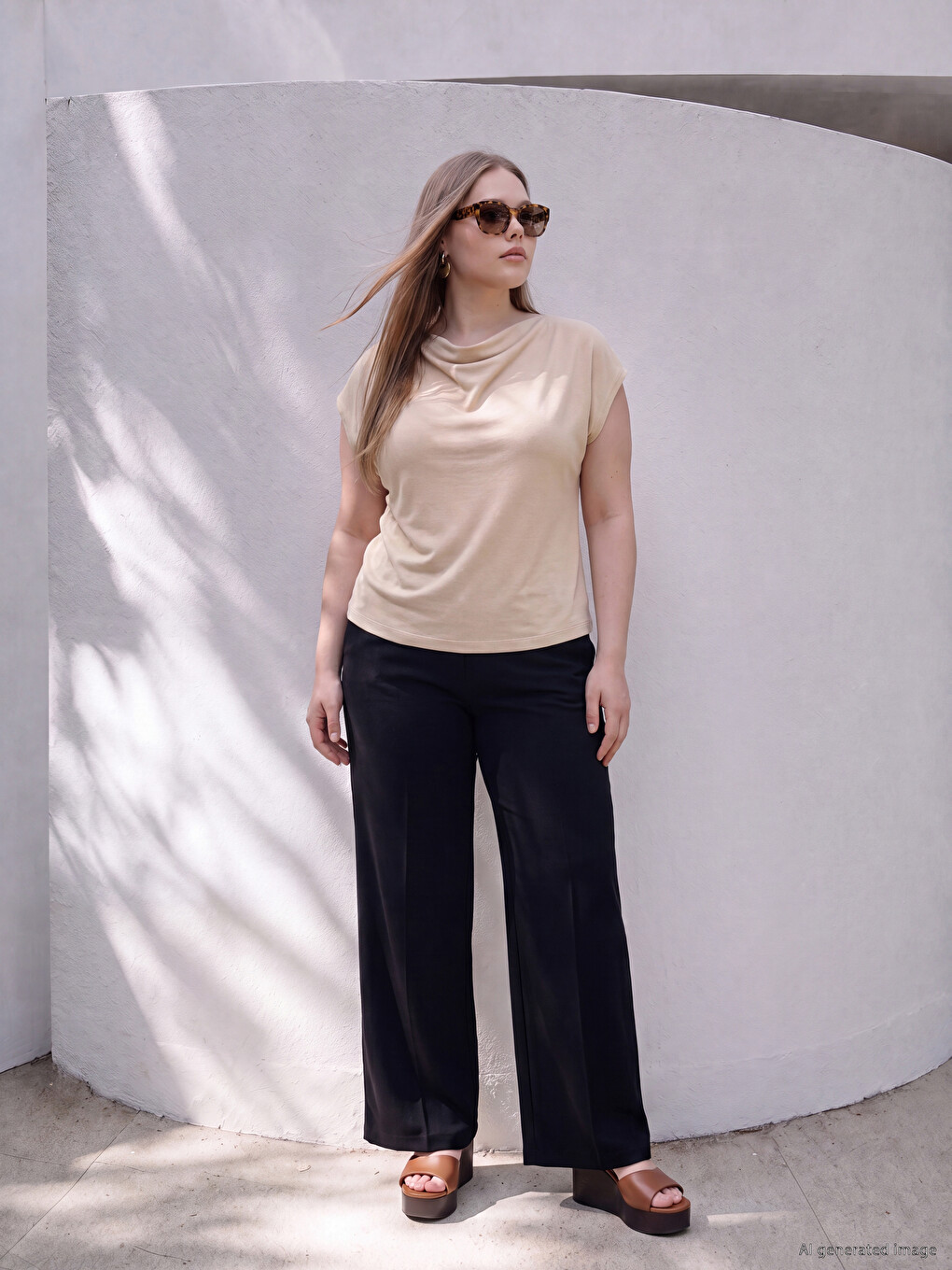 Plus Size Slash Neck Soft Touch T-shirt-1