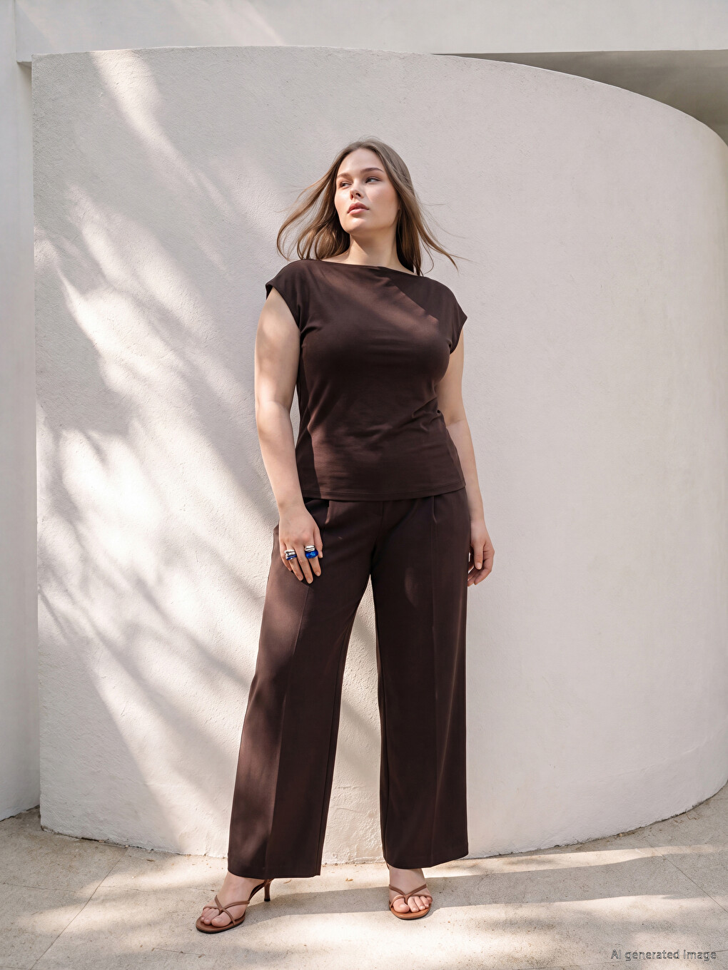 Plus Size Slash Neck Soft Touch T-shirt-1