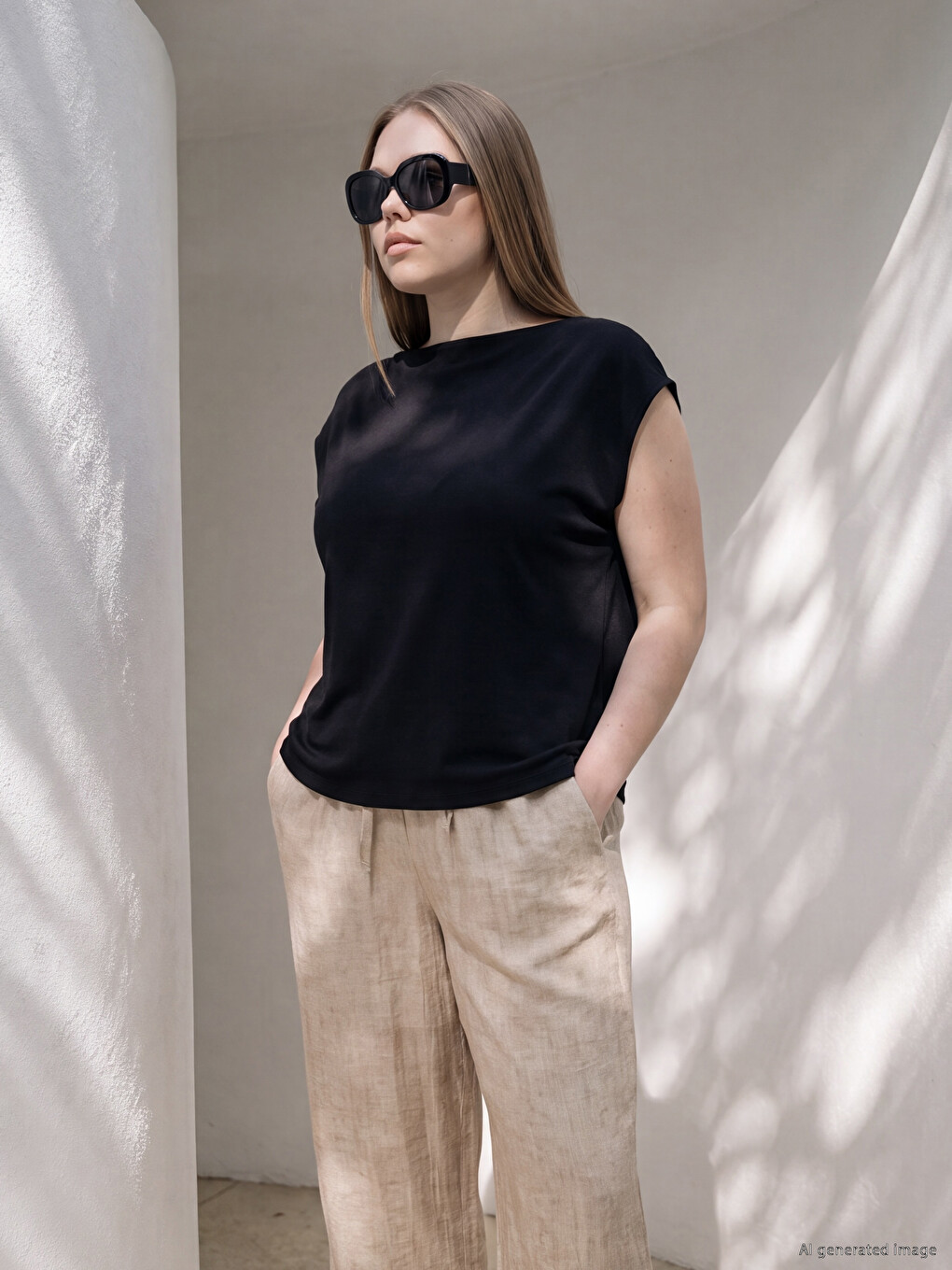 Plus Size Slash Neck Soft Touch T-shirt-4