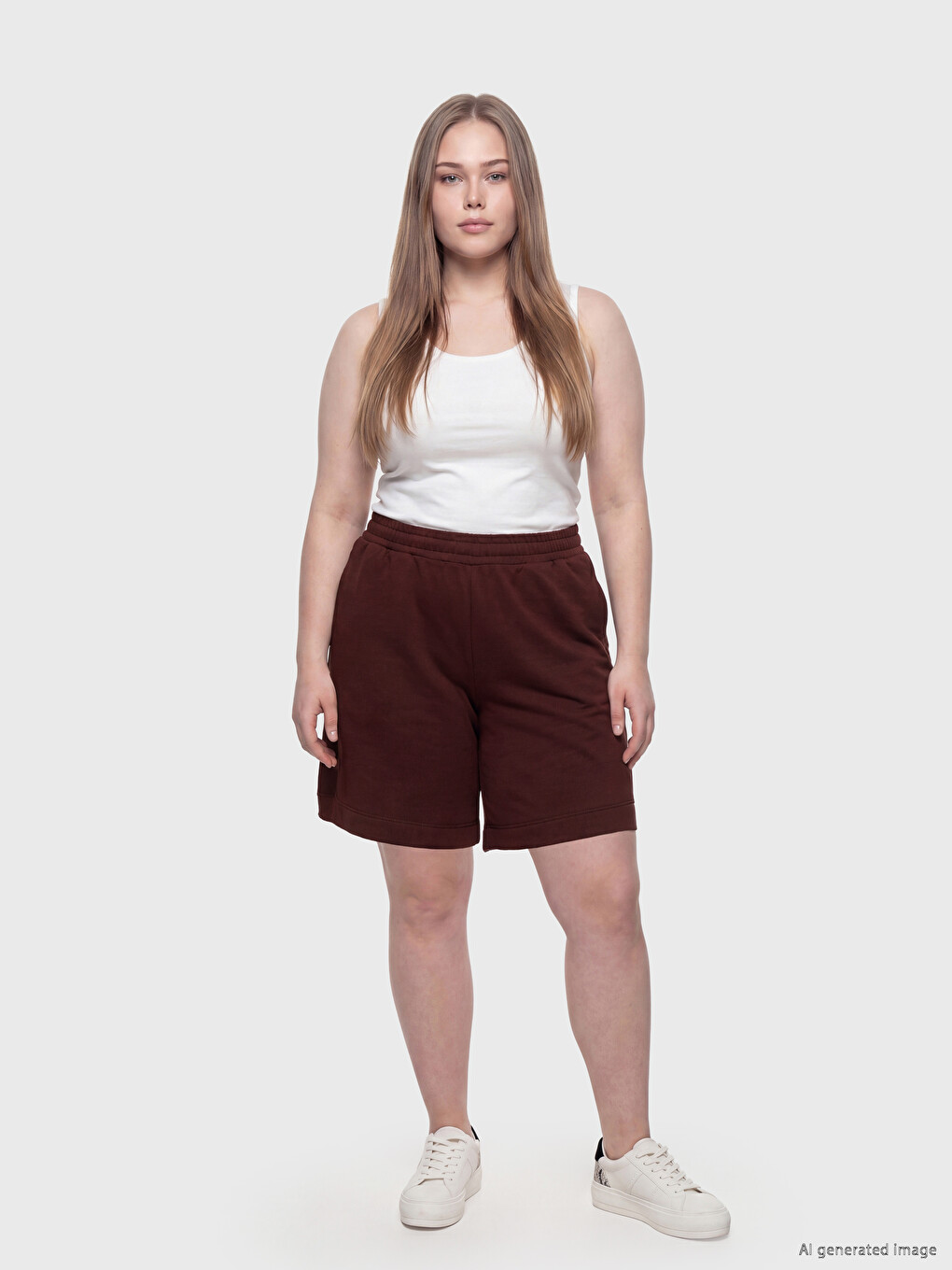 Bordo Büyük Beden Soft Touch Kadın Şort