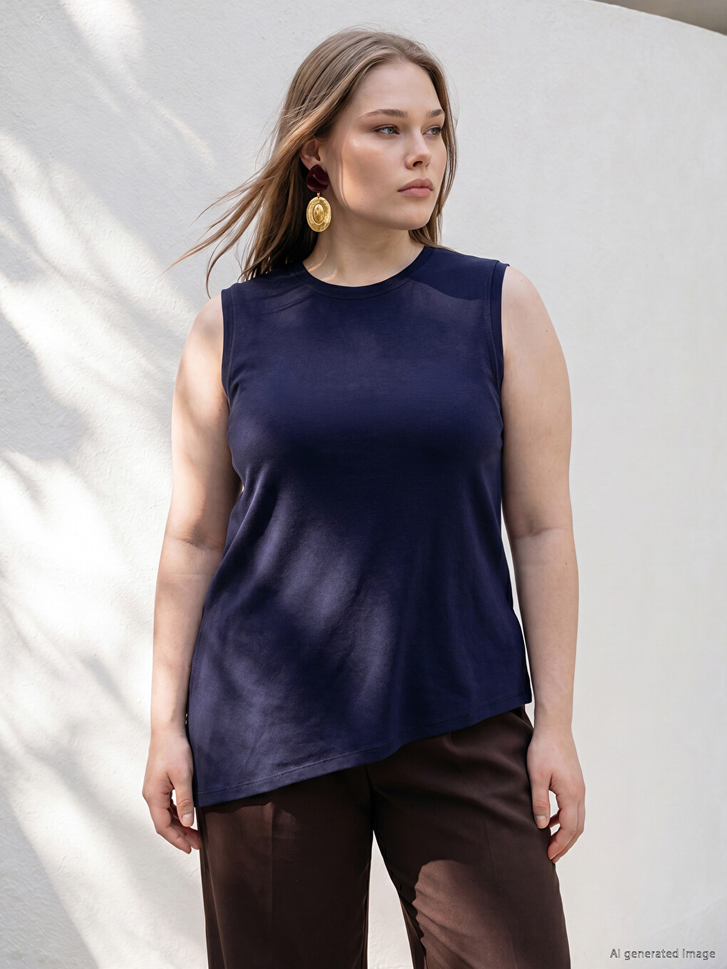 Plus Size Asimetrična Atlet Majica Za Žene