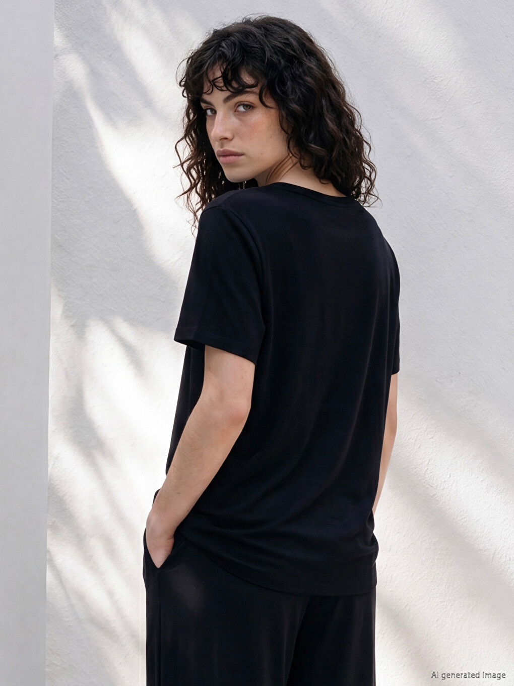 Plus Size V Neck Women's T-shirt-3
