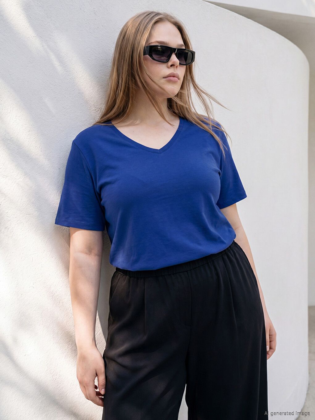 Plus Size V Neck Women's T-shirt