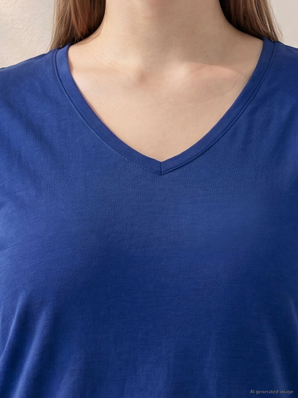 Plus Size V Neck Women's T-shirt-2