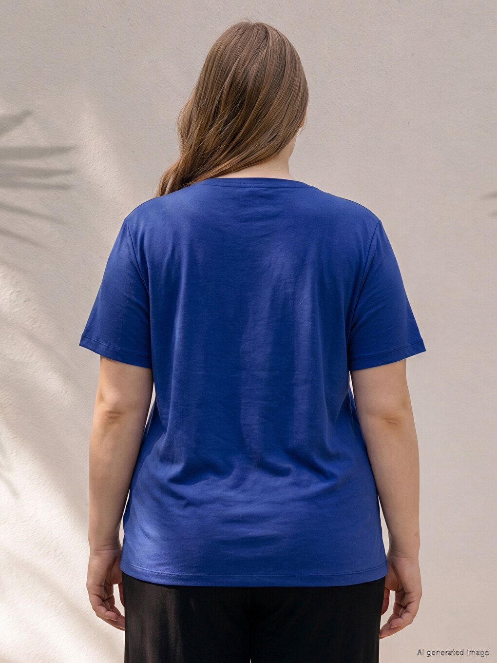Plus Size V Neck Women's T-shirt-3