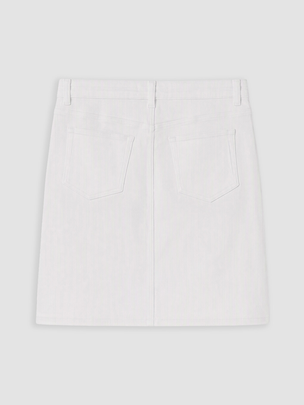 Beyaz Dar Fit Mini Jean Etek-2